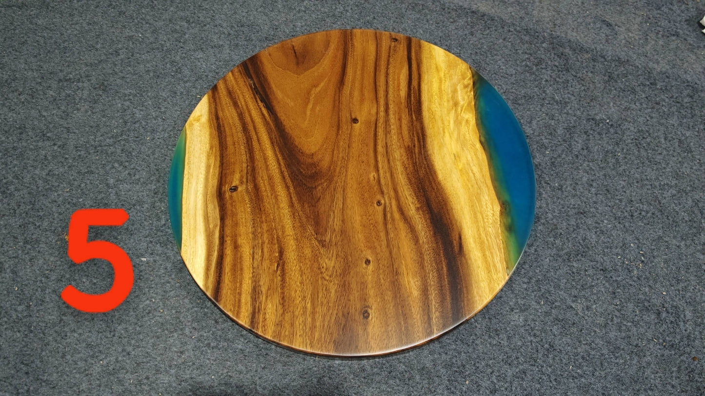 Blue Epoxy Resin Walnut Coffee Table