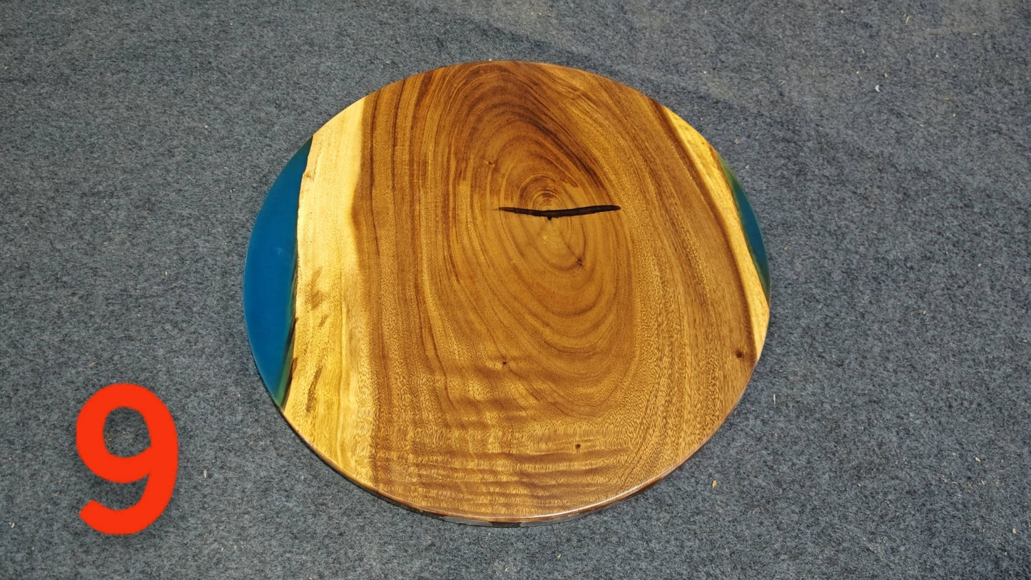 Blue Epoxy Resin Walnut Coffee Table