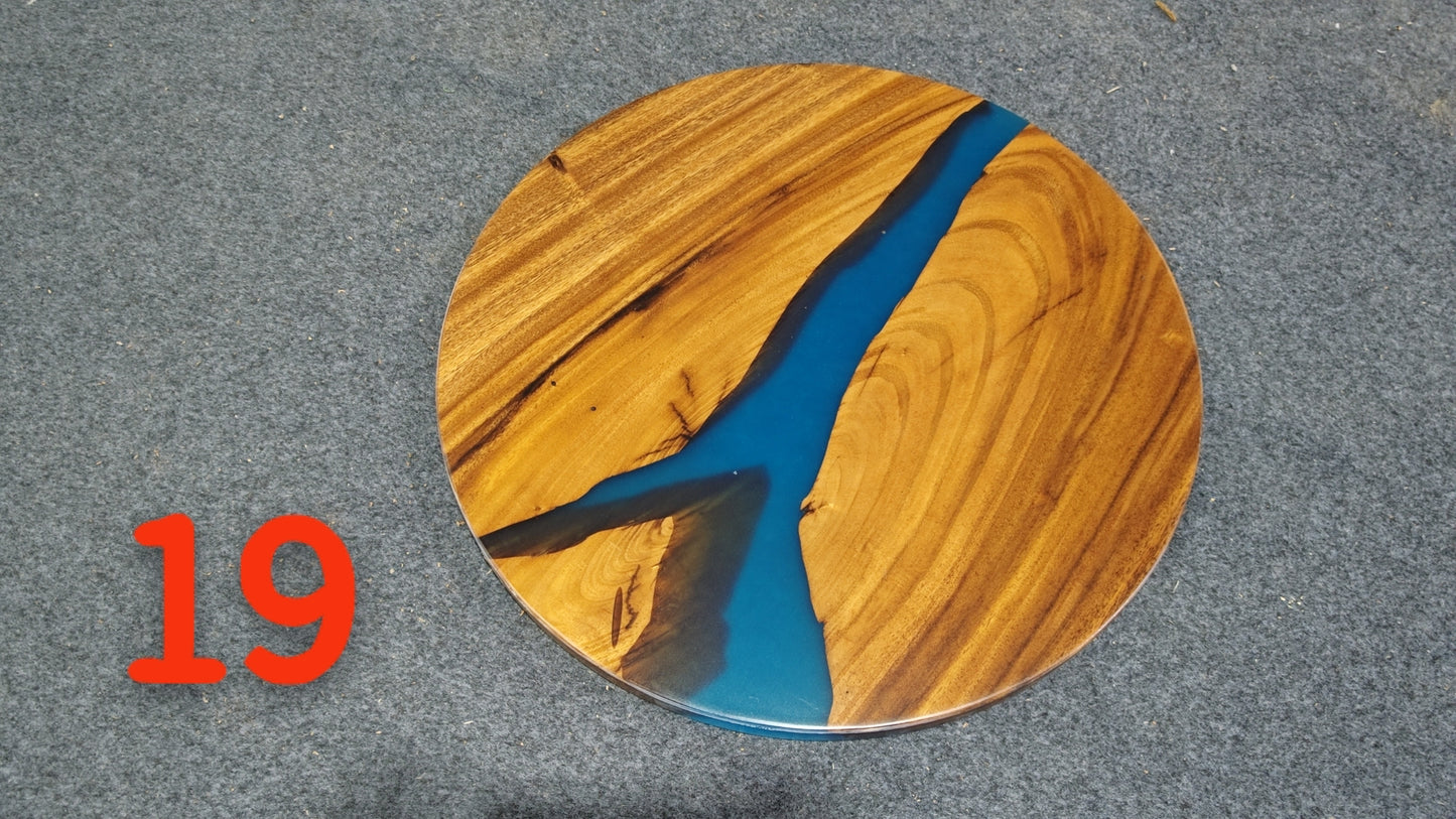 Blue Epoxy Resin Walnut Coffee Table