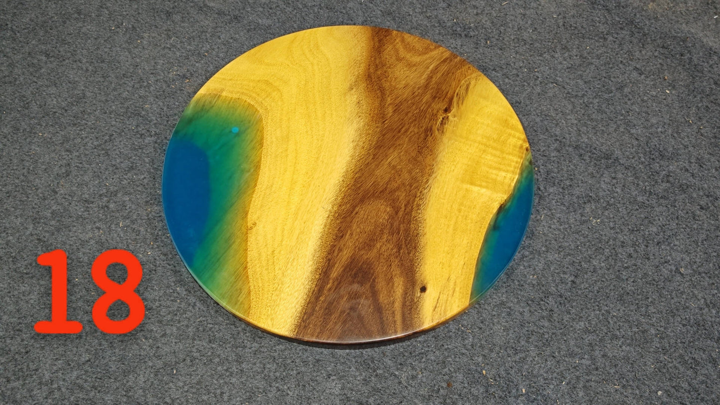 Blue Epoxy Resin Walnut Coffee Table