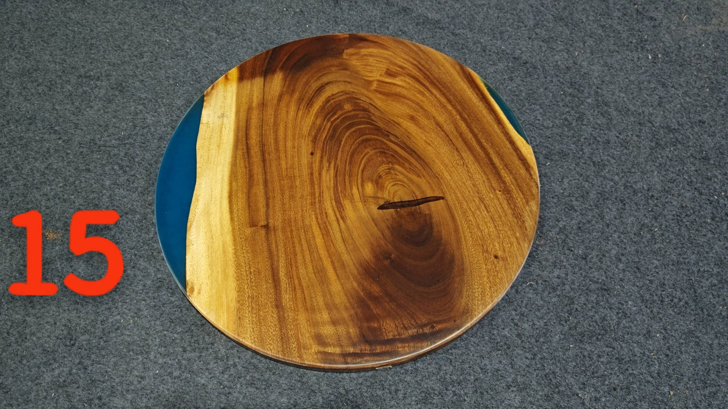 Blue Epoxy Resin Walnut Coffee Table