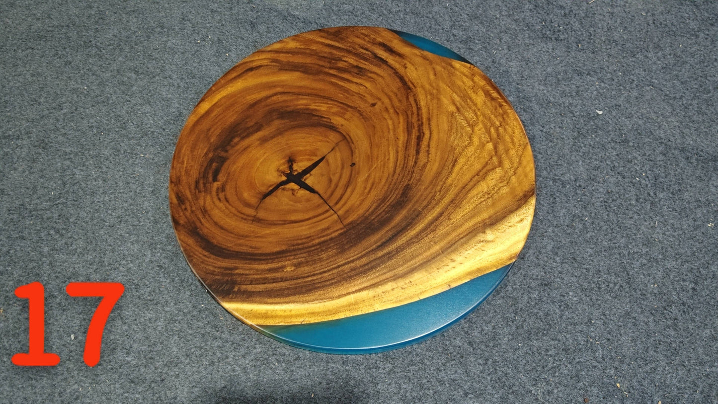 Blue Epoxy Resin Walnut Coffee Table