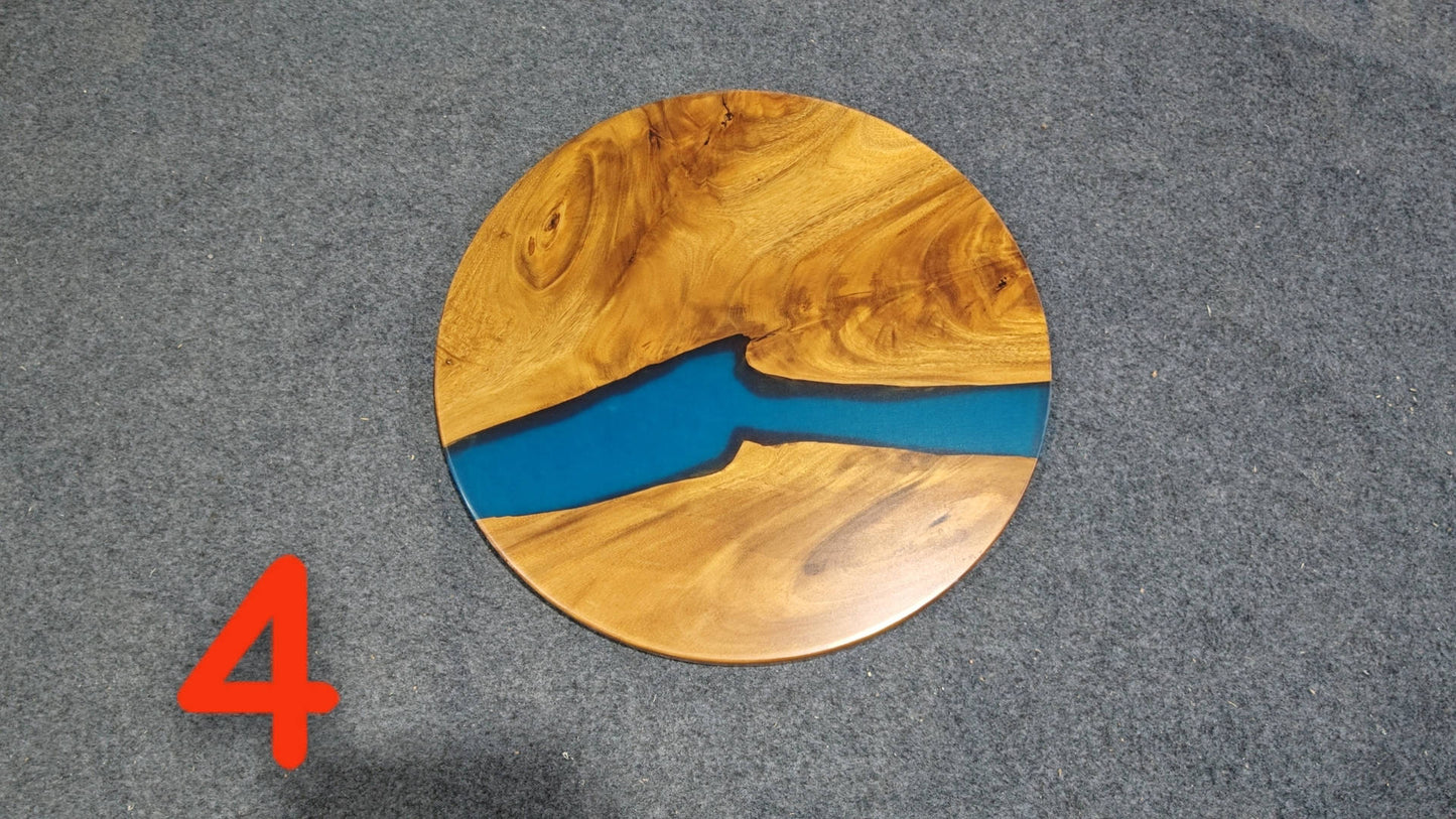 Blue Epoxy Resin Walnut Coffee Table