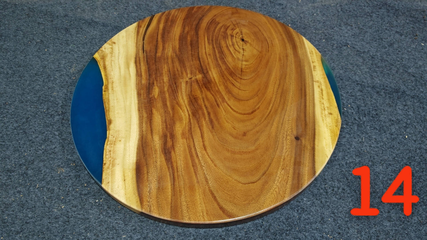 Blue Epoxy Resin Walnut Coffee Table