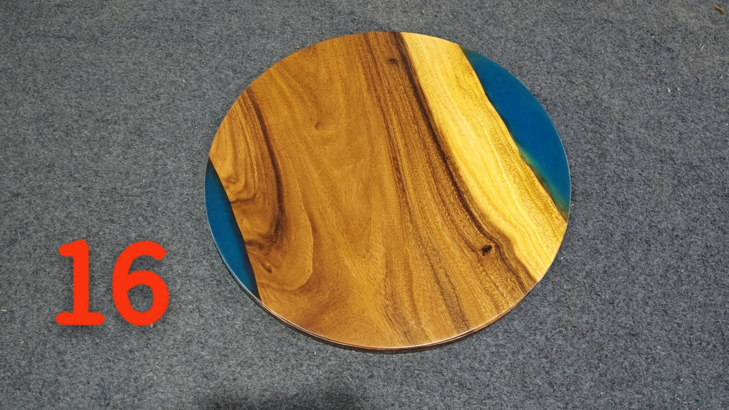 Blue Epoxy Resin Walnut Coffee Table