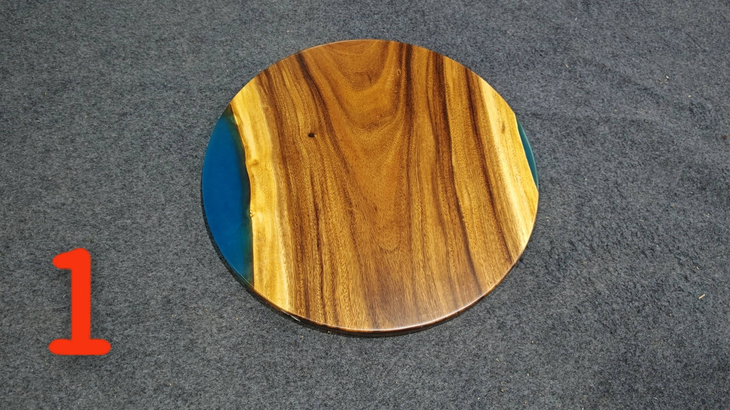 Blue Epoxy Resin Walnut Coffee Table