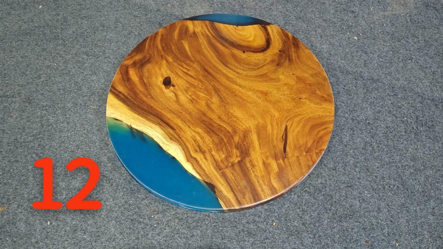 Blue Epoxy Resin Walnut Coffee Table