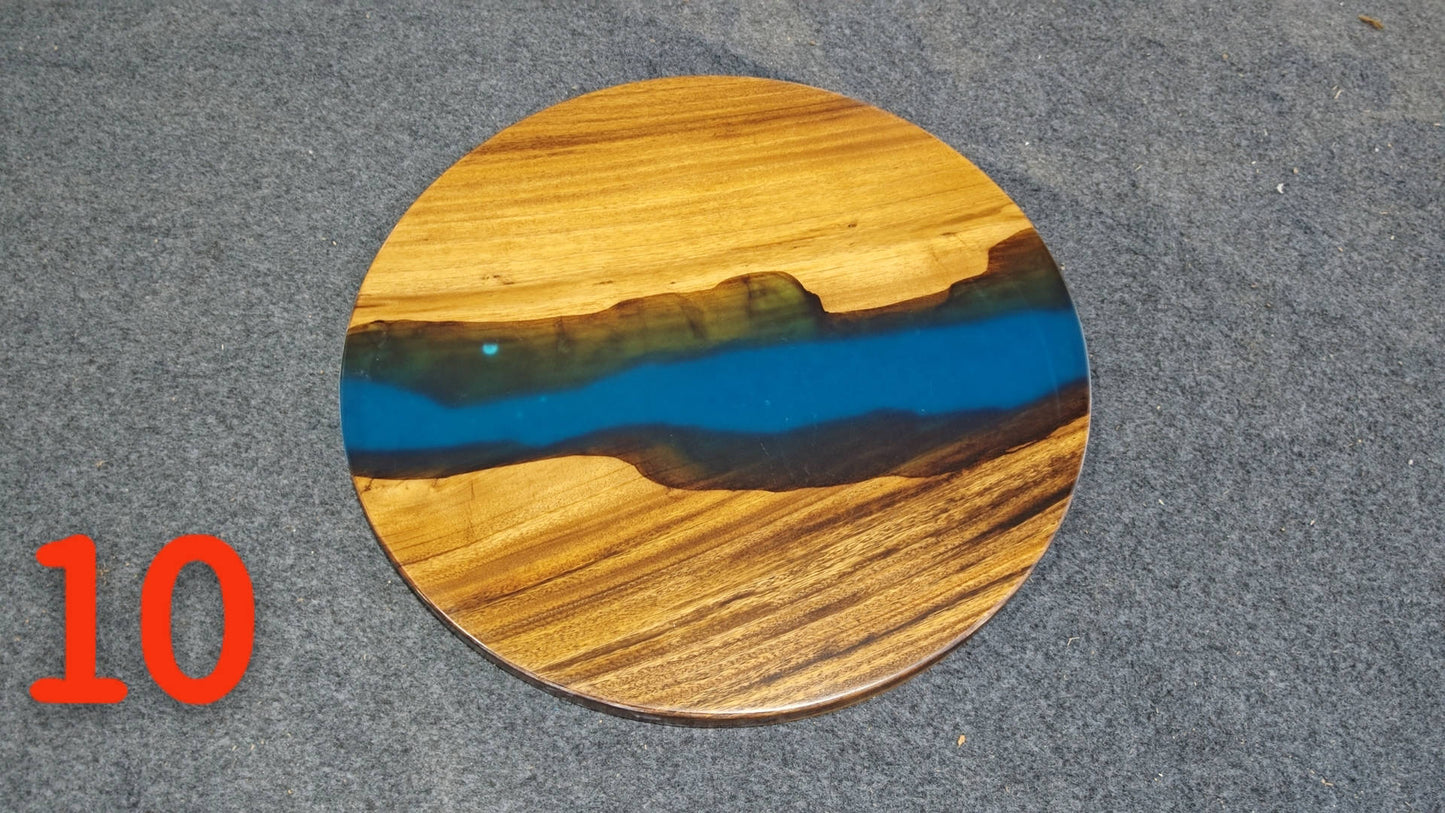Blue Epoxy Resin Walnut Coffee Table