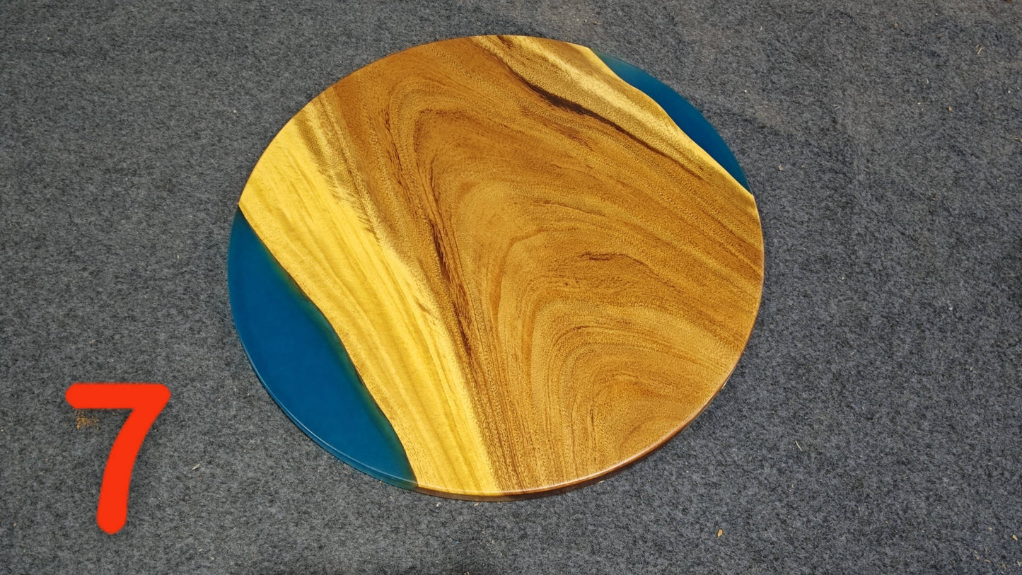 Blue Epoxy Resin Walnut Coffee Table