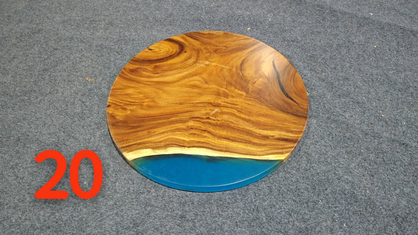 Blue Epoxy Resin Walnut Coffee Table