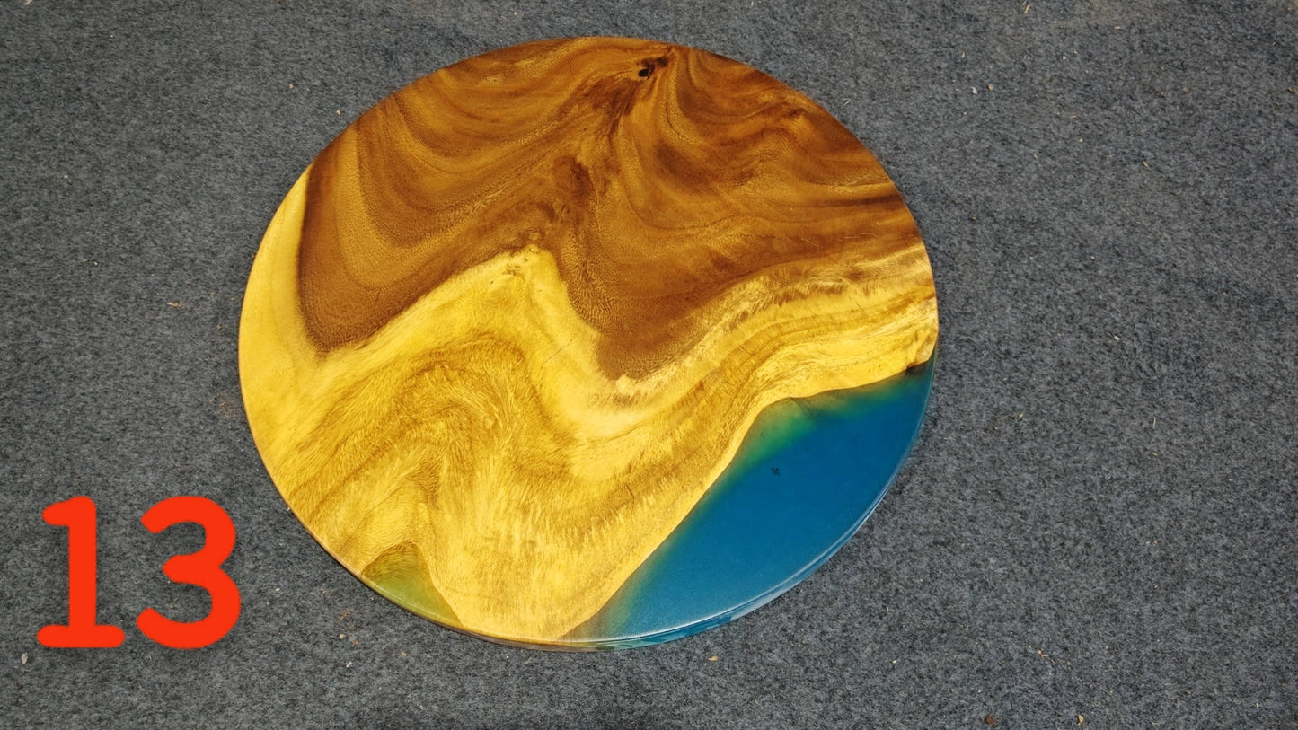 Blue Epoxy Resin Walnut Coffee Table