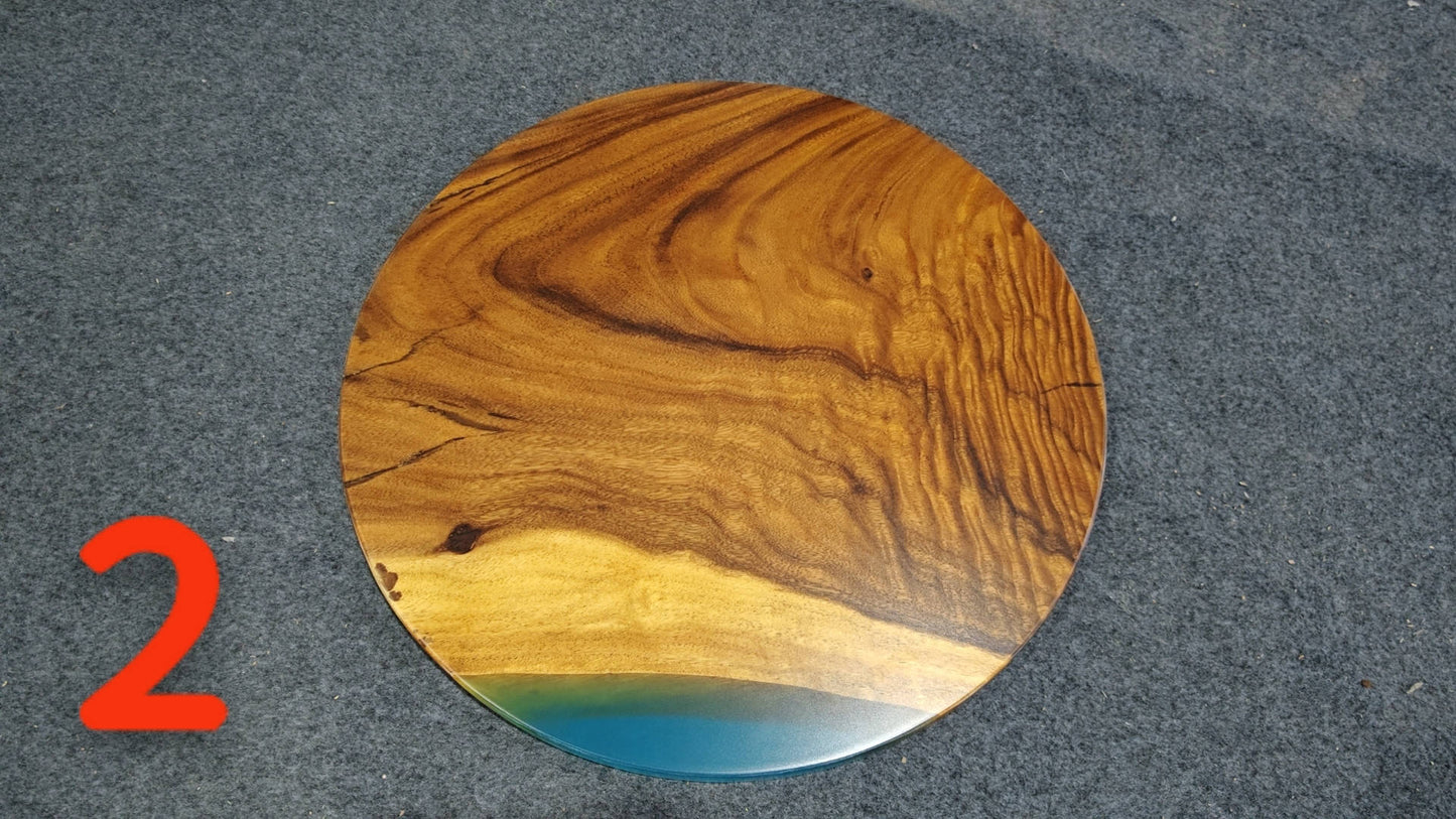 Blue Epoxy Resin Walnut Coffee Table