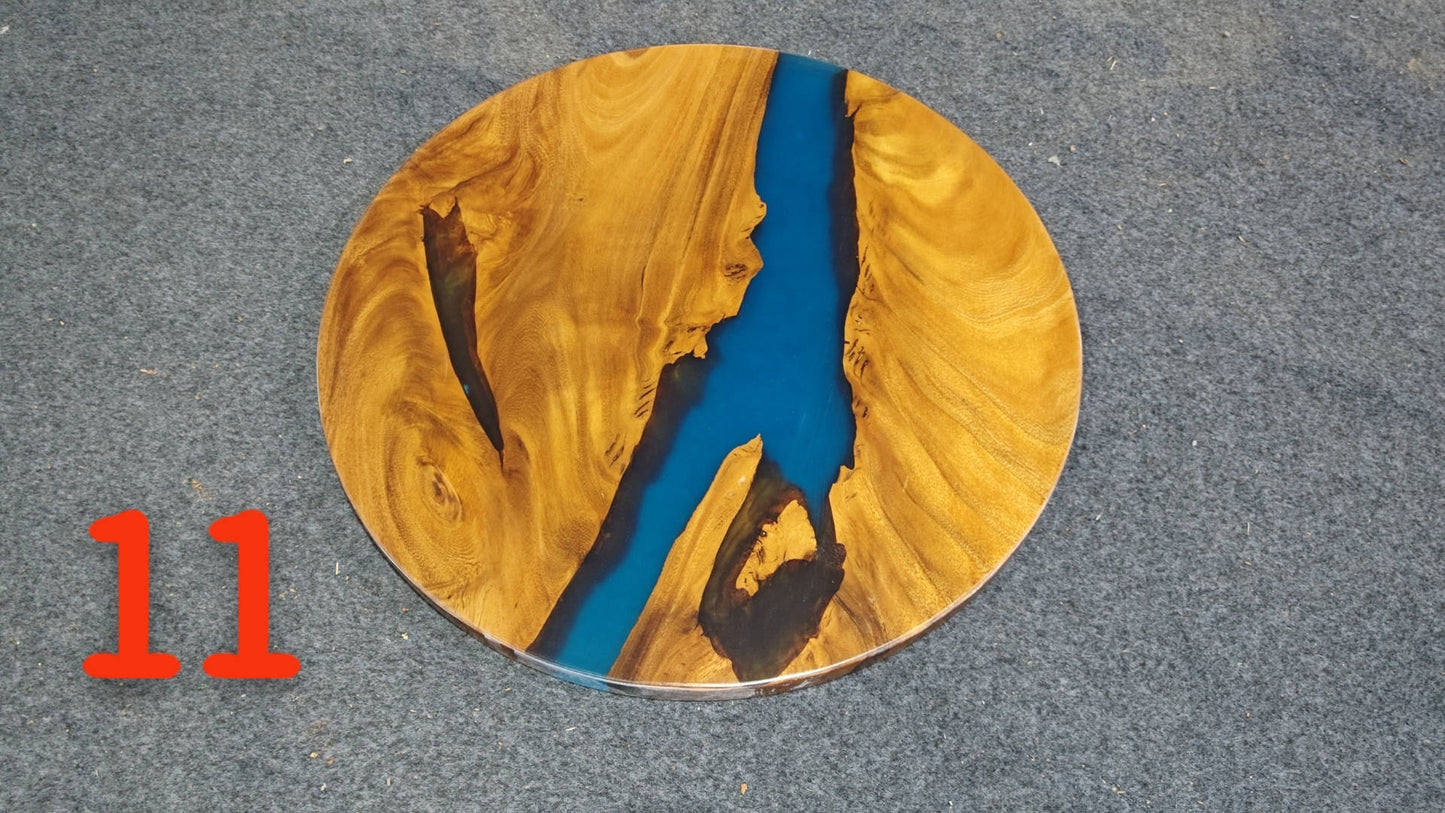 Blue Epoxy Resin Walnut Coffee Table