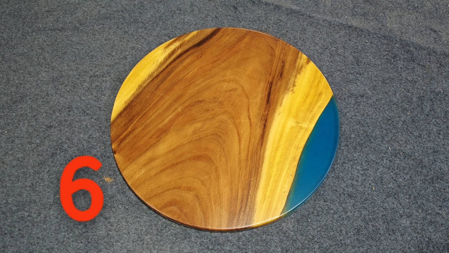 Blue Epoxy Resin Walnut Coffee Table